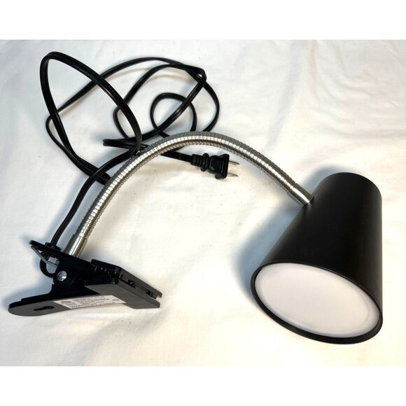 Adjustable Black Clip-On LED Desk Lamp With Flexible Gooseneck & Power Plug - Picture 1 of 4